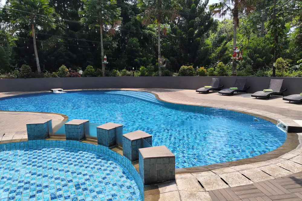 Custom designed pool with water features